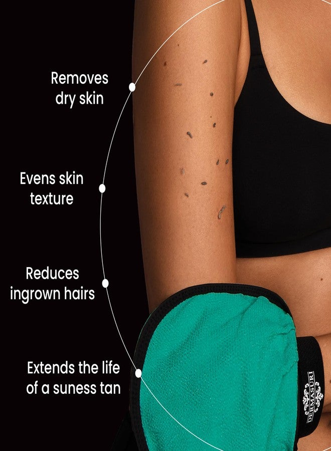 Dermasuri - Deep Exfoliating Glove - Korean Exfoliating Mitt - Body Scrubber for Shower - Buffs Dry & Dead Skin - Keratosis Pilaris Treatment Scrub - Skin Exfoliator for Men & Women - Teal Mitt - Image 2
